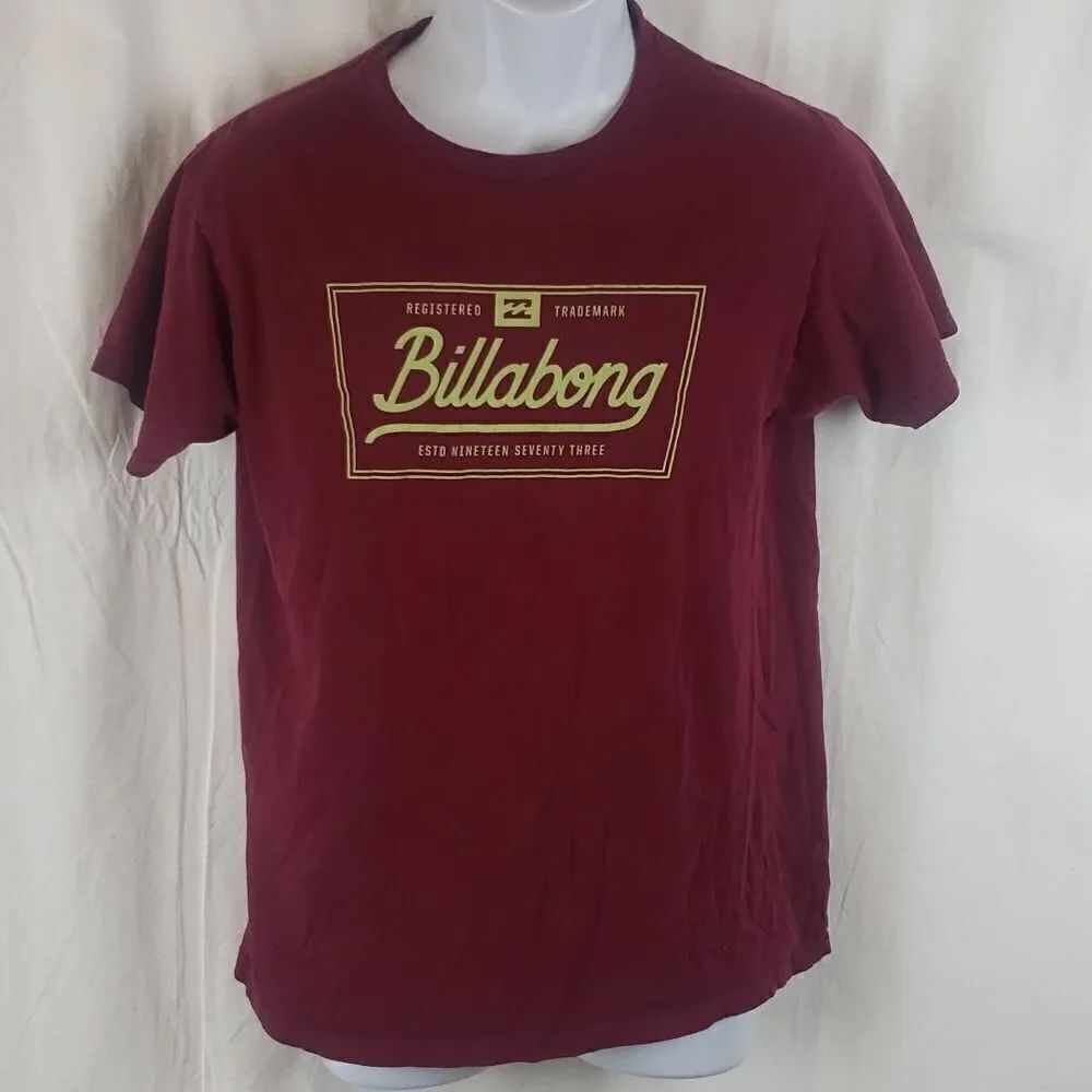 Billabong Men's Medium Burgundy Logo T-Shirt